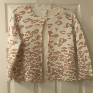 Chico's leopard print one button sweater jacket